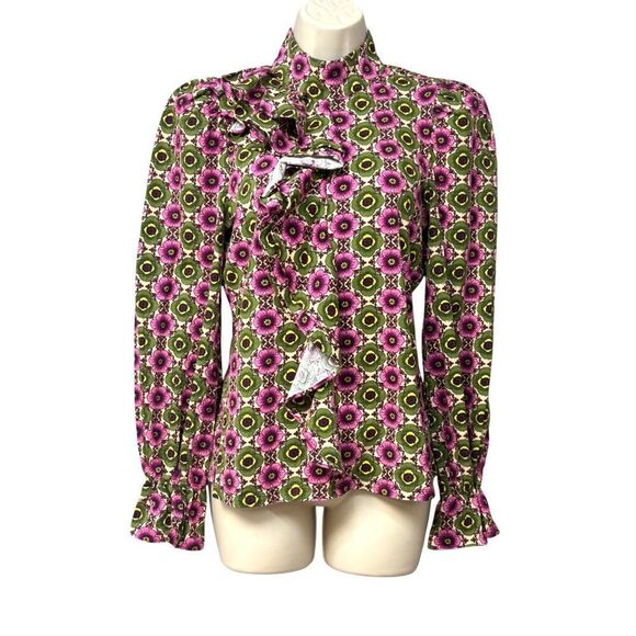 INC International Concepts Printed Ruffled Top, Bev Floral, Sz. S - Picture 2 of 12